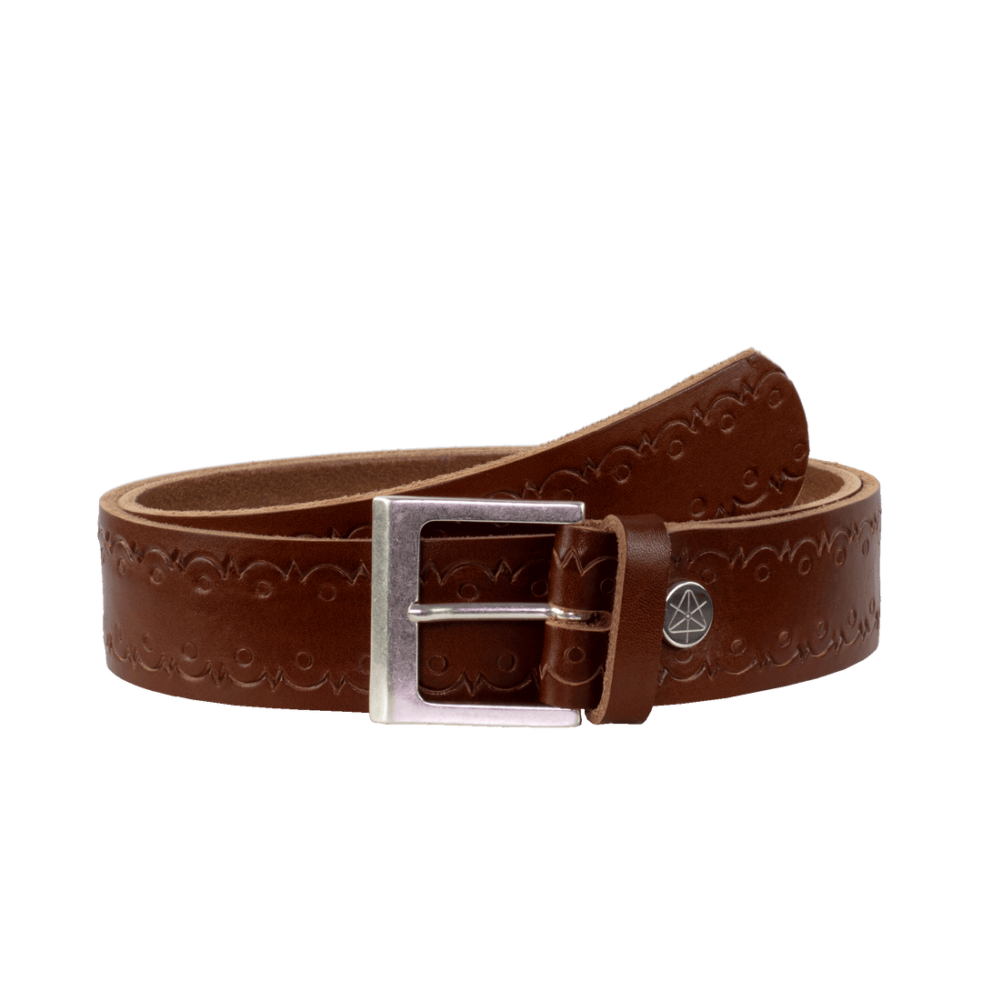 Ledergürtel 4cm mit Schnalle Graz silber matt cognac Lochwelle