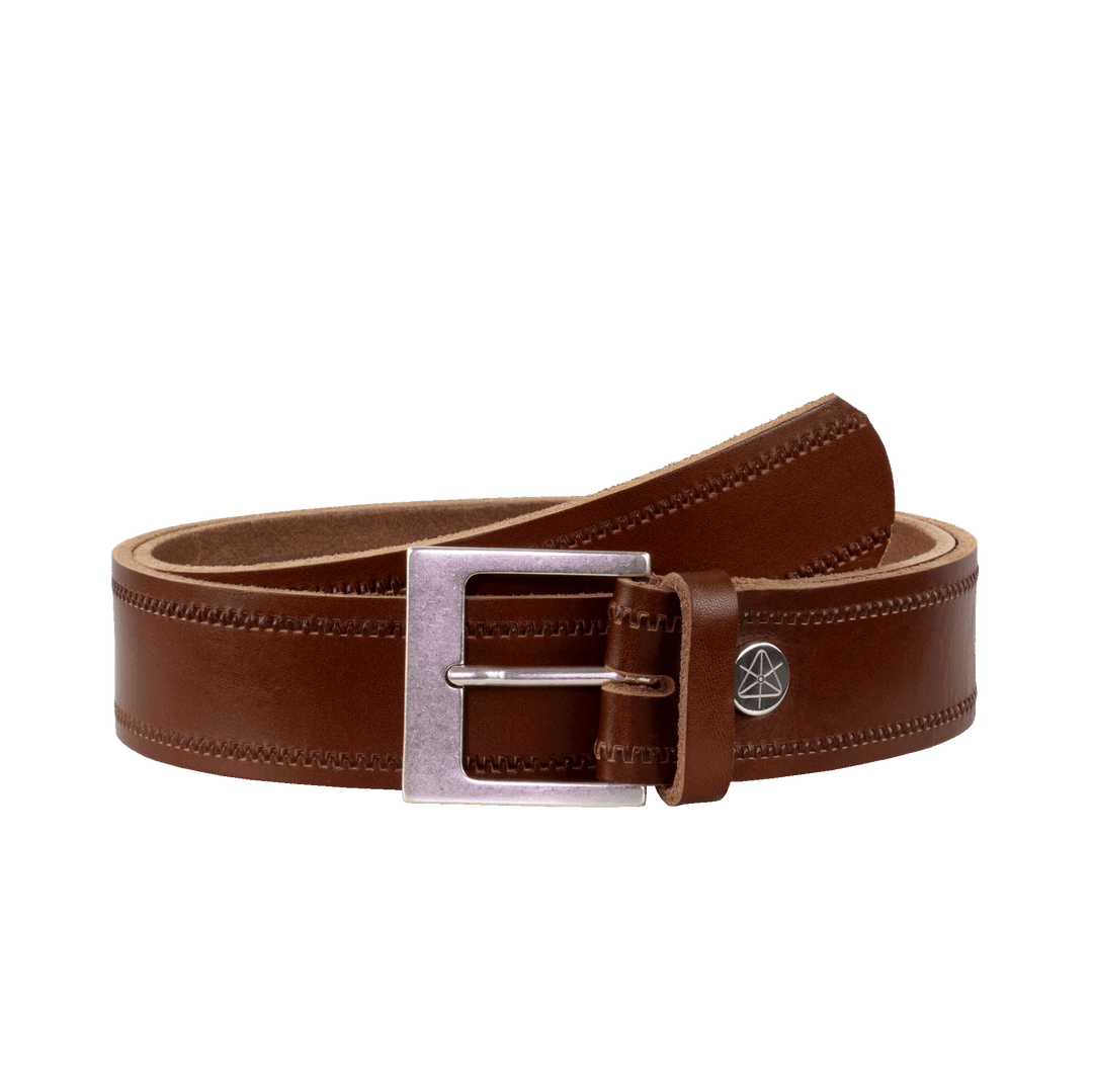 Ledergürtel 4cm mit Schnalle Odessa silber cognac Reißverschluss