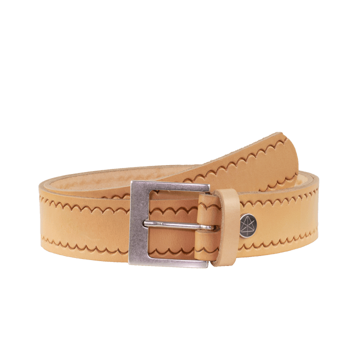Ledergürtel 4cm mit Schnalle Odessa silber natur kleine Welle