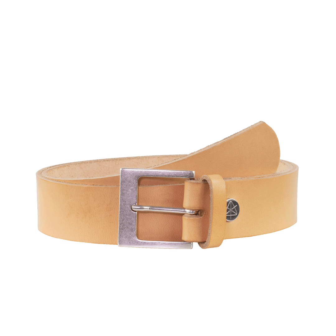 Ledergürtel 4cm mit Schnalle Odessa silber natur ohne Muster