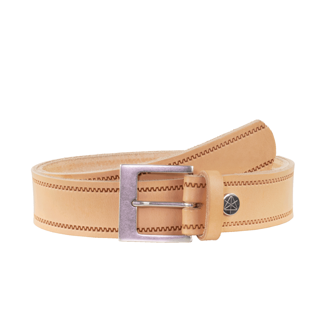 Ledergürtel 4cm mit Schnalle Odessa silber natur Reißverschluss