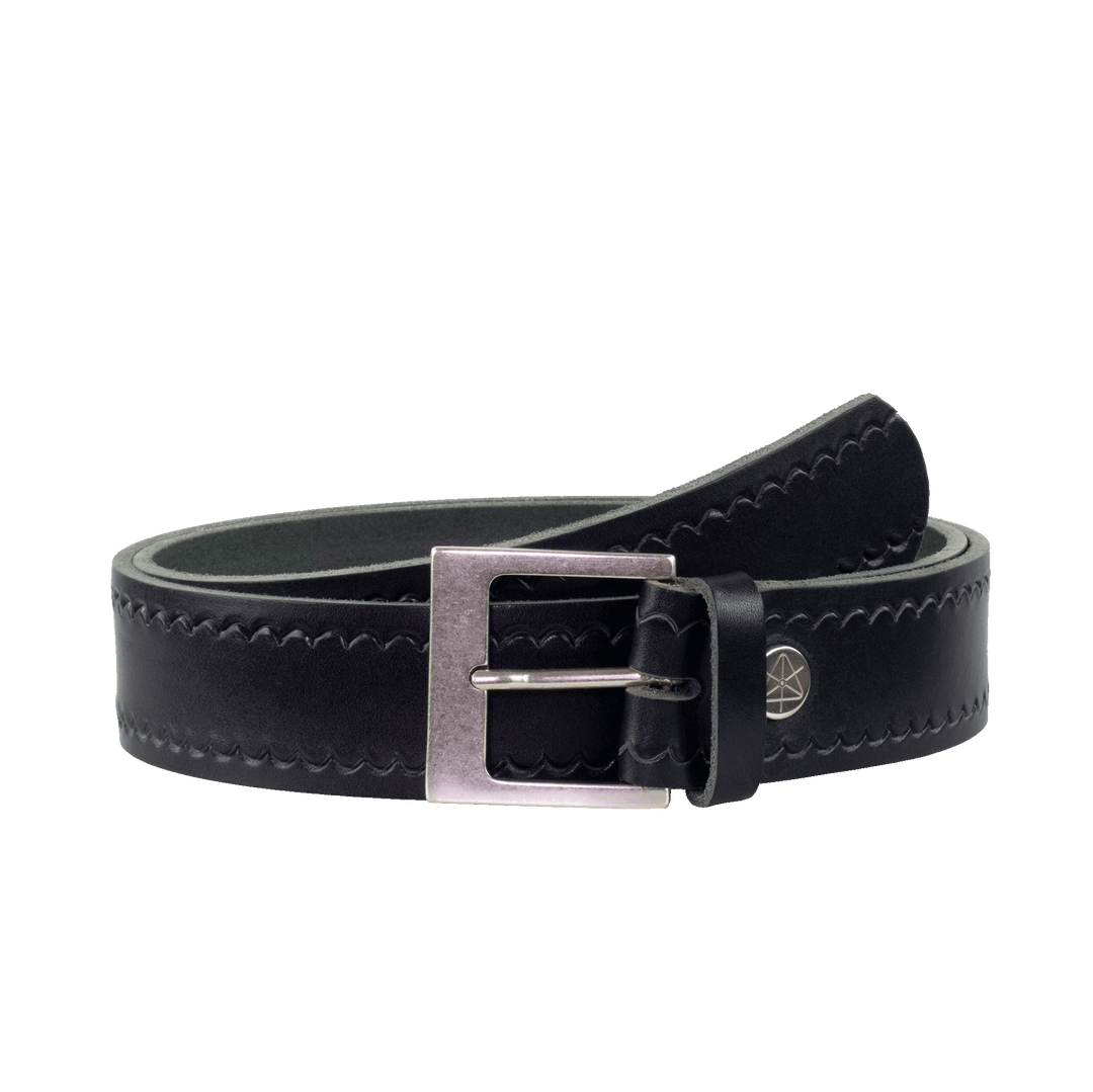 Ledergürtel 4cm mit Schnalle Odessa silber navi kleine Welle