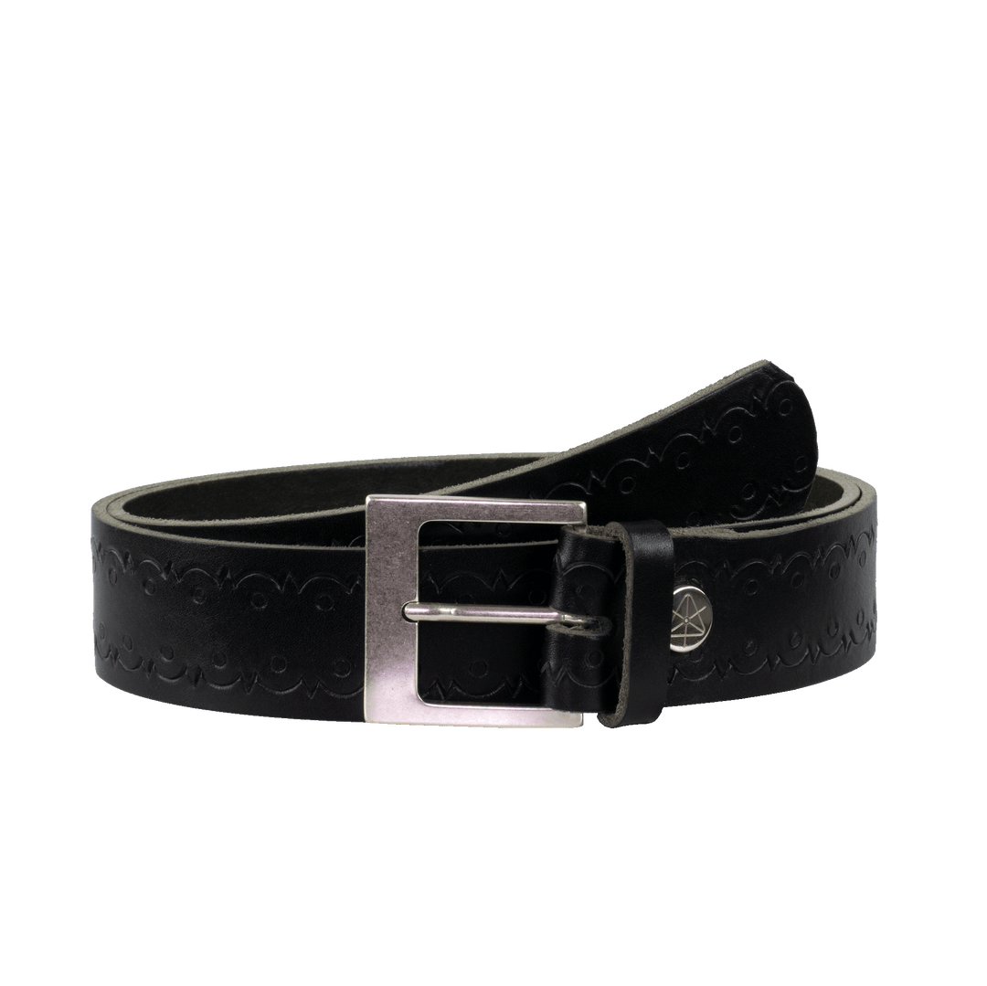 Ledergürtel 4cm mit Schnalle Odessa silber schwarz Lochwelle