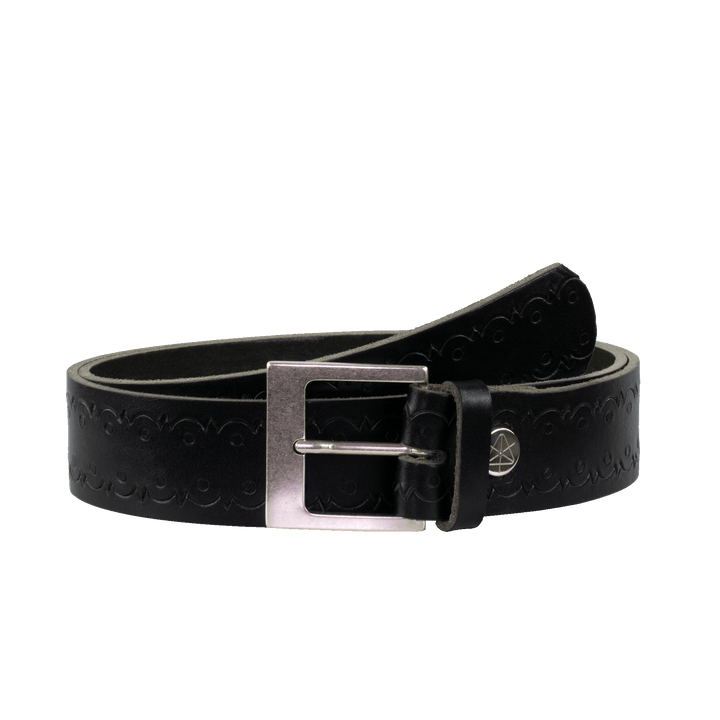 Ledergürtel 4cm mit Schnalle Odessa silber schwarz Lochwelle