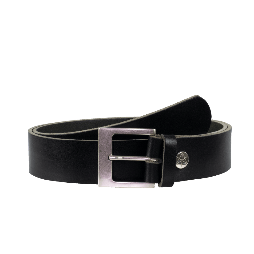 Ledergürtel 4cm mit Schnalle Odessa silber schwarz ohne Muster