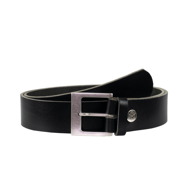 Ledergürtel 4cm mit Schnalle Odessa silber schwarz ohne Muster