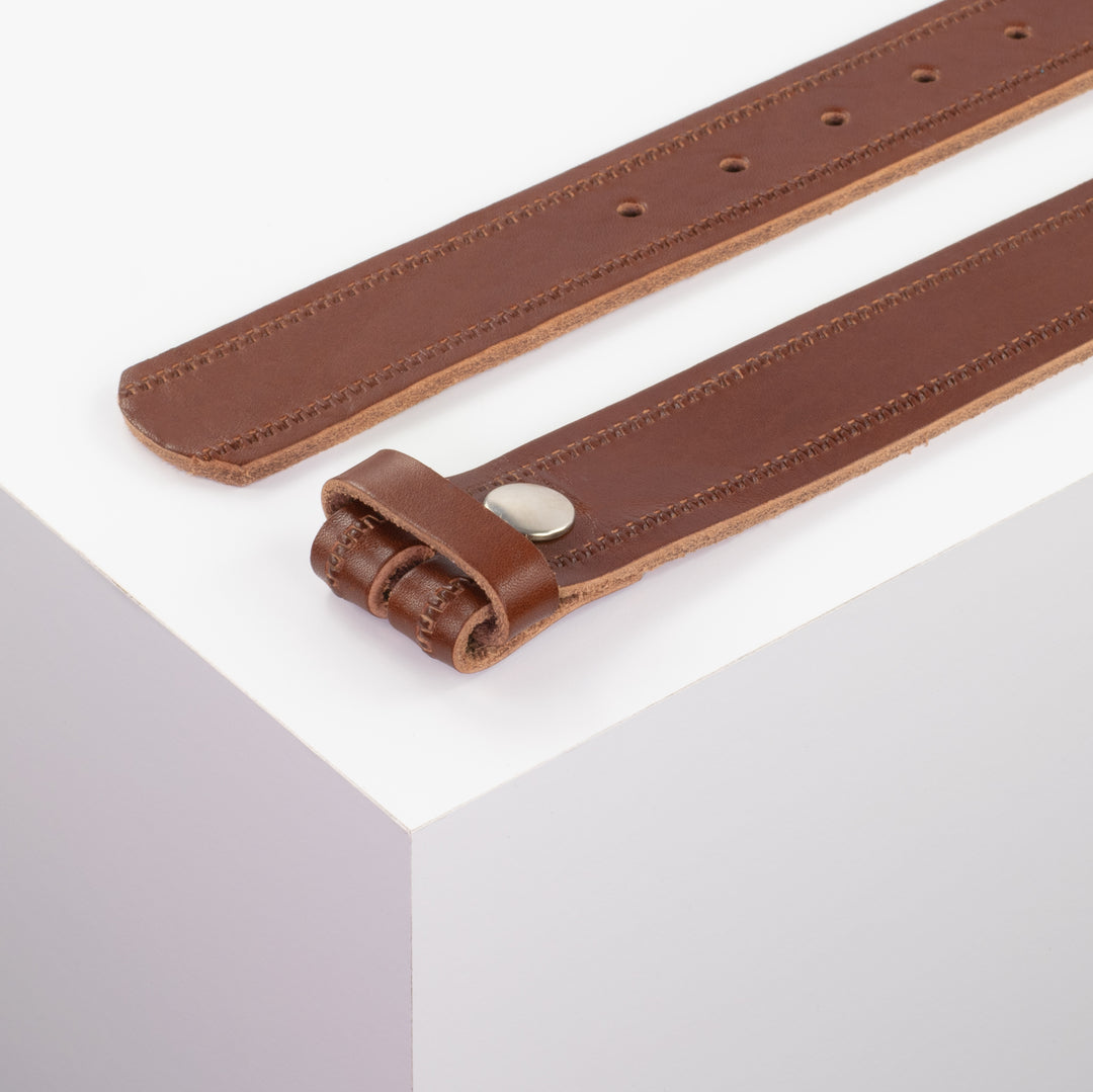 Ledergürtel 3.5cm cognac Reisverschluss