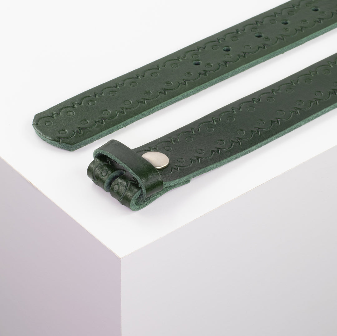 Ledergürtel 3.5cm gruen Lochwelle
