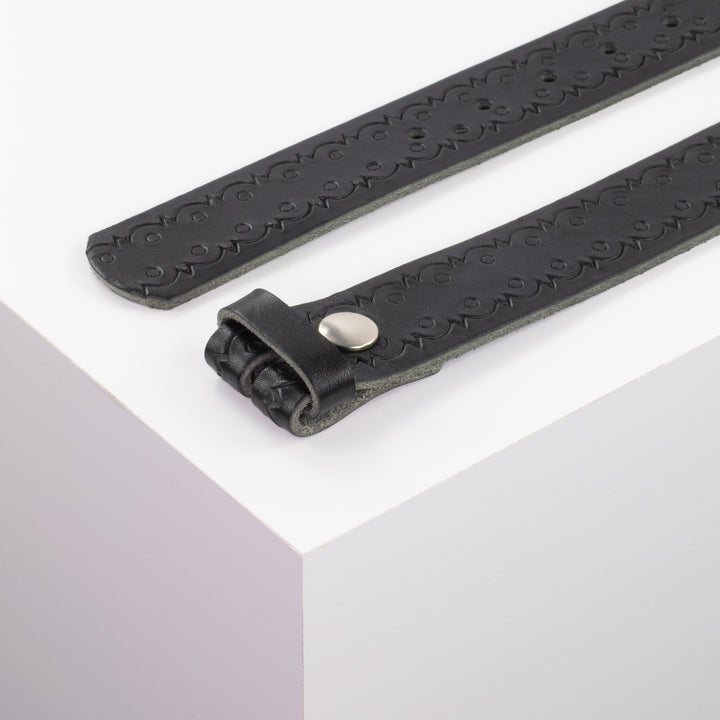 Ledergürtel 3.5cm schwarz Lochwelle