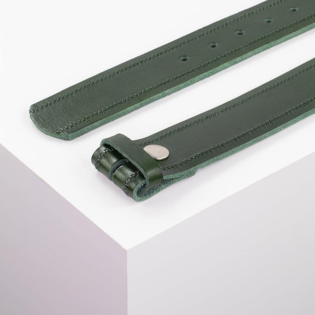 Ledergürtel 4cm gruen Reisverschluss