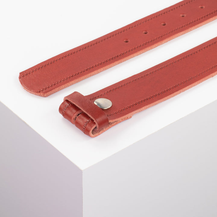 Ledergürtel 4cm rot Reisverschluss