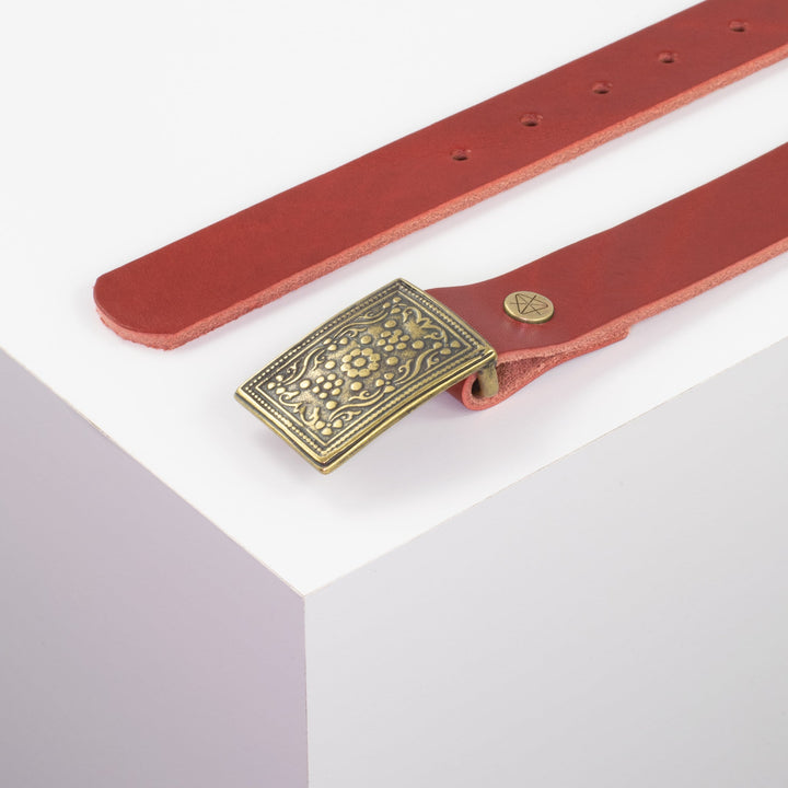 Ledergürtel 3cm mit Schnalle Kitzbühel messing rot ohne Muster
