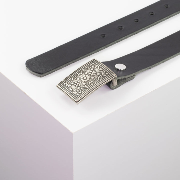 Ledergürtel 3cm mit Schnalle Kitzbühel silber schwarz ohne Muster