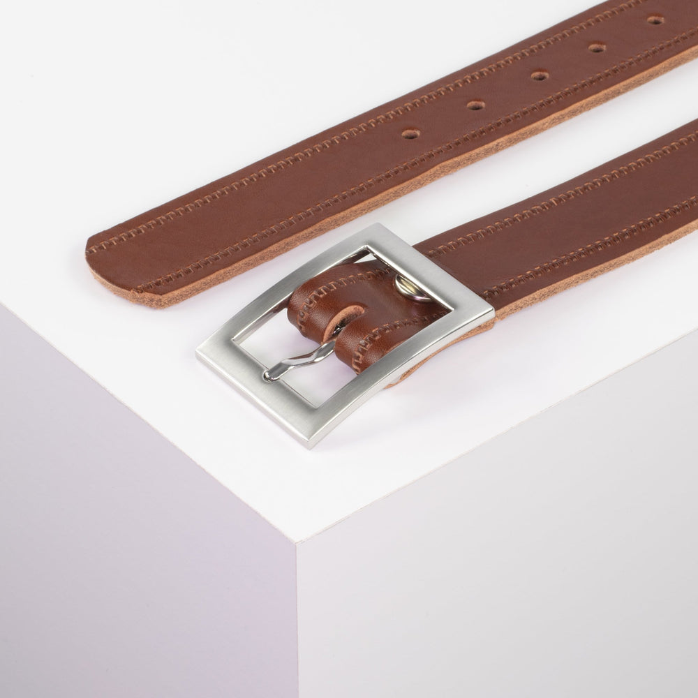 Ledergürtel 3,5cm mit Schnalle Sydney cognac Reißverschluss