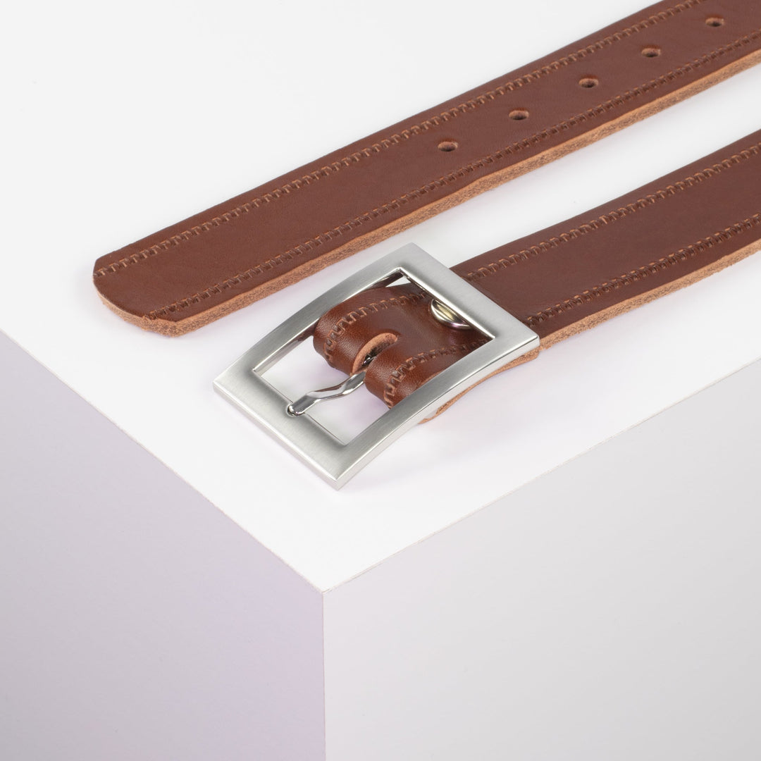 Ledergürtel 3,5cm mit Schnalle Sydney cognac Reißverschluss