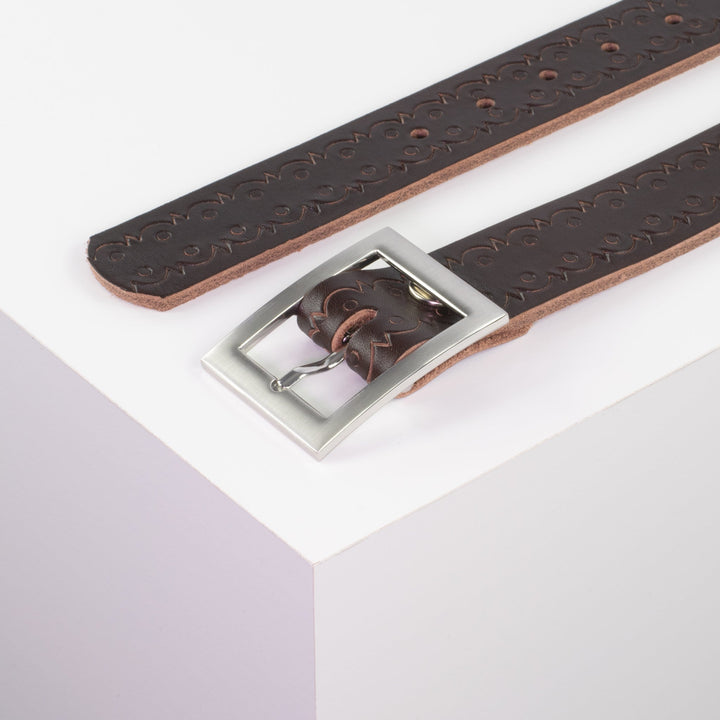Ledergürtel 3,5cm mit Schnalle Sydney dunkelbraun Lochwelle