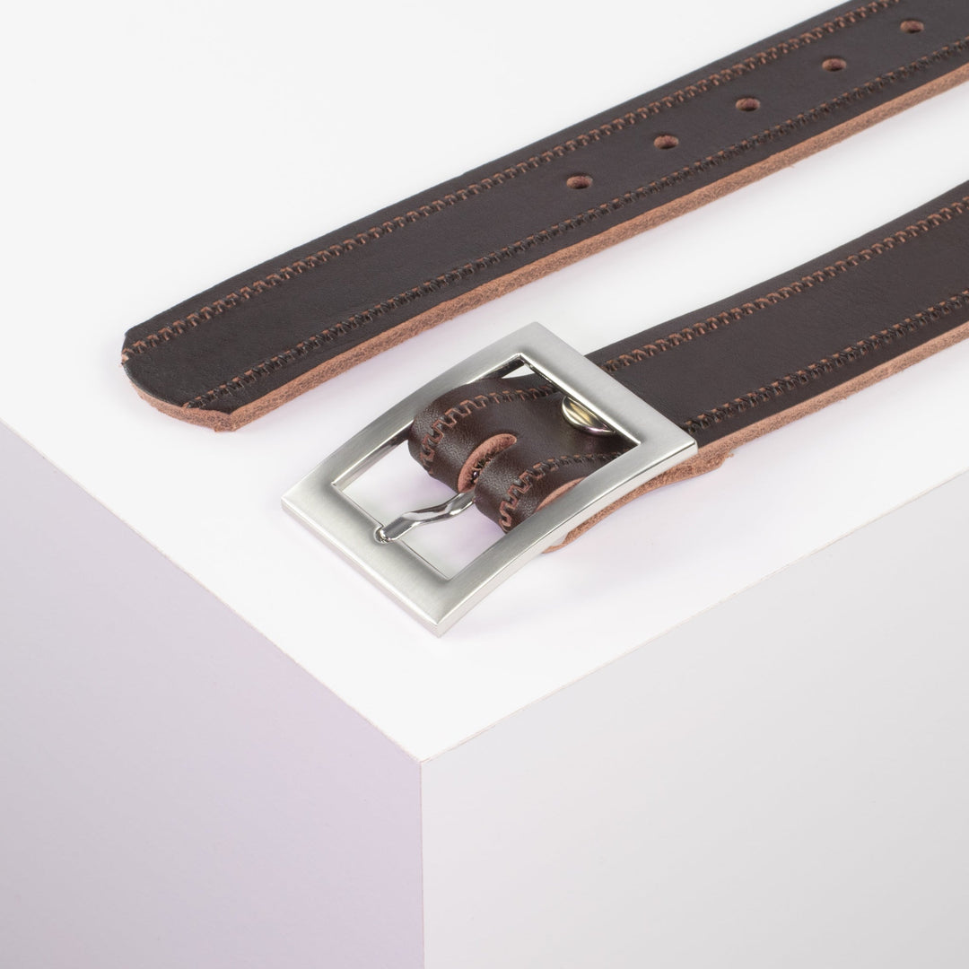 Ledergürtel 3,5cm mit Schnalle Sydney dunkelbraun Reißverschluss