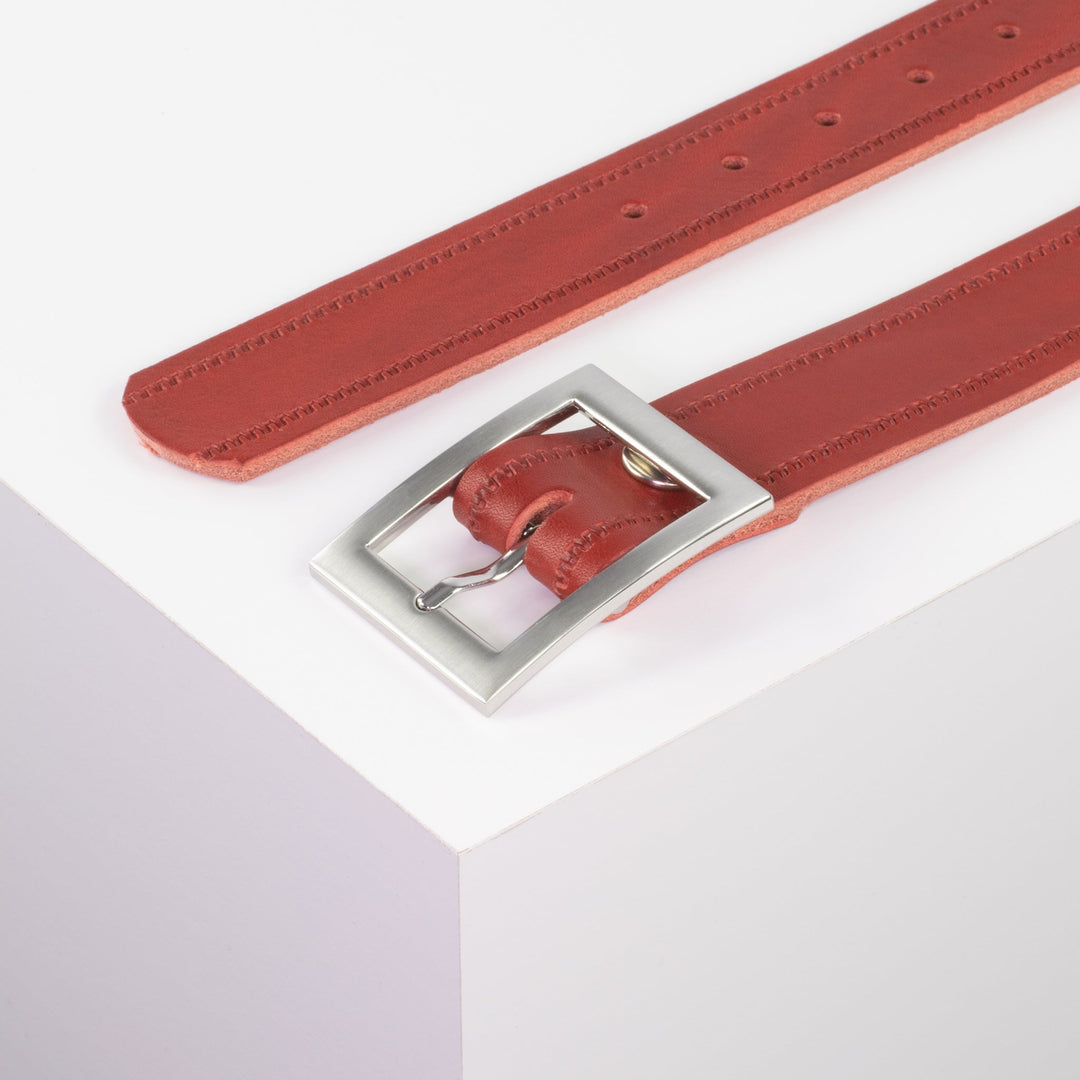 Ledergürtel 3,5cm mit Schnalle Sydney rot Reißverschluss