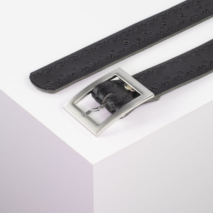 Ledergürtel 3,5cm mit Schnalle Sydney schwarz Lochwelle