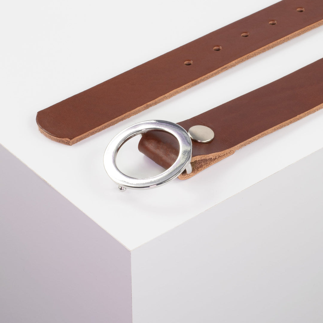Ledergürtel 3,5cm mit Schnalle Ronda cognac ohne Muster