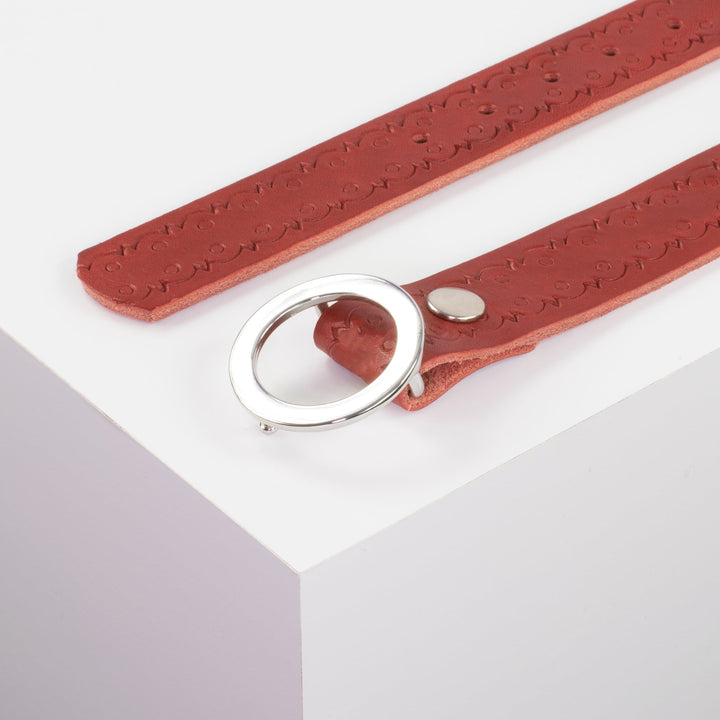 Ledergürtel 3,5cm mit Schnalle Ronda rot Lochwelle