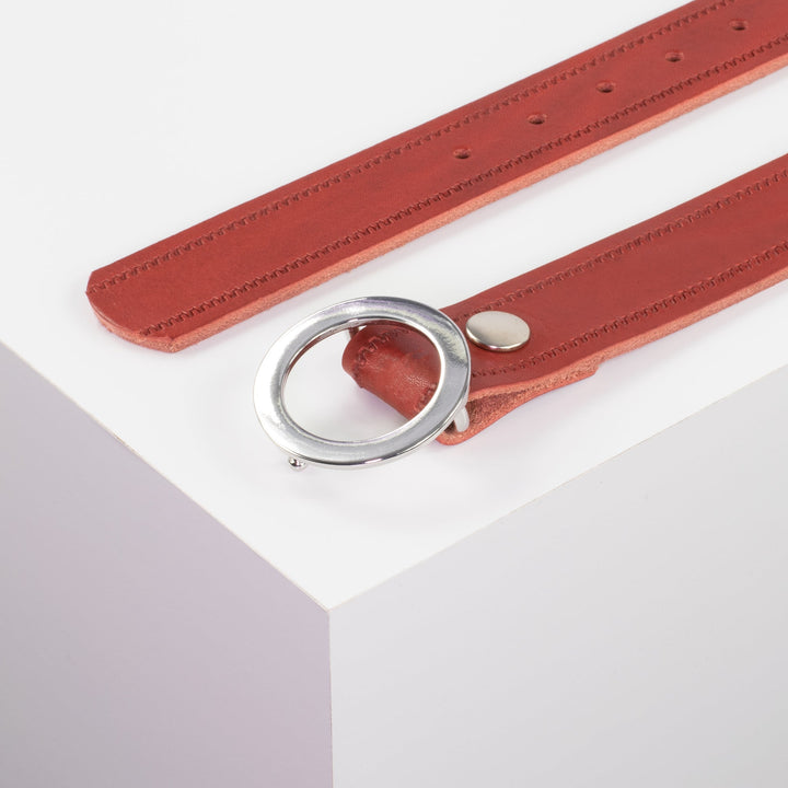 Ledergürtel 3,5cm mit Schnalle Ronda rot Reißverschluss