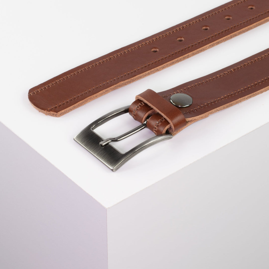 Ledergürtel 3,5cm mit Schnalle Barcelona cognac Reißverschluss