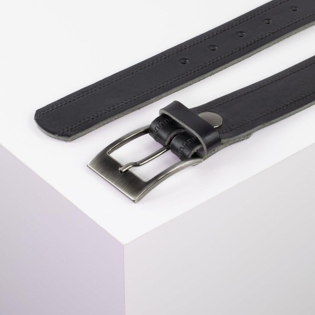 Ledergürtel 3,5cm mit Schnalle Barcelona schwarz Reißverschluss