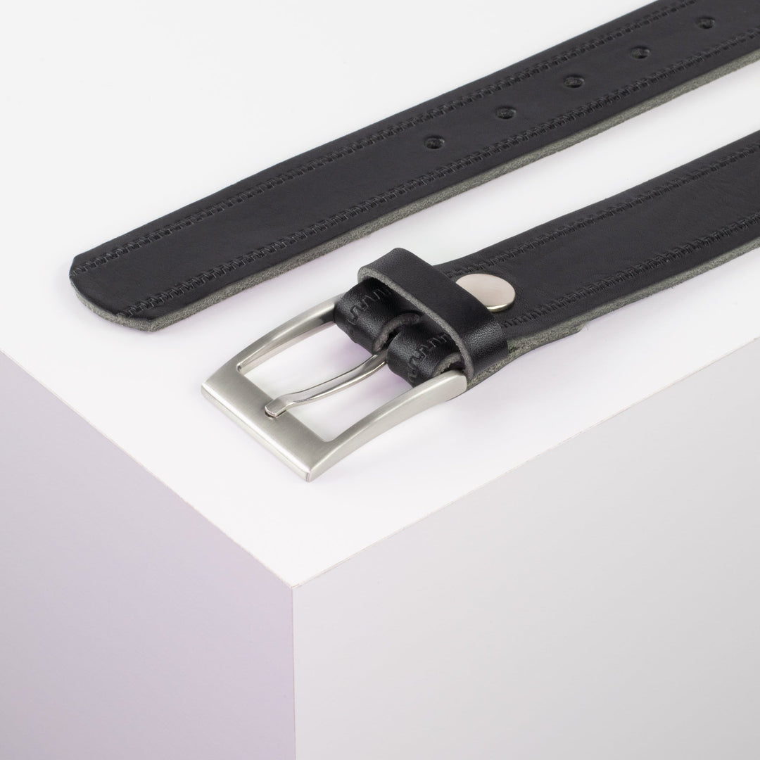 Ledergürtel 3,5cm mit Schnalle New York schwarz Reißverschluss