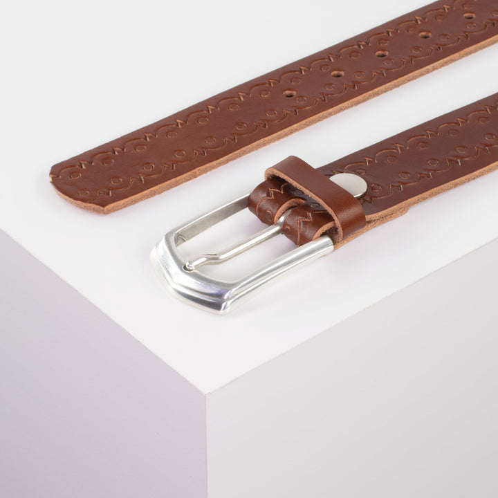 Ledergürtel 3,5cm mit Schnalle Marrakesch cognac Lochwelle