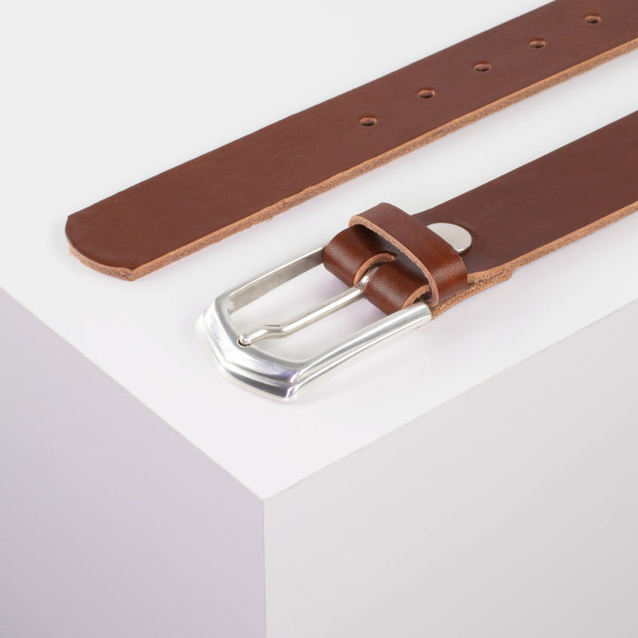 Ledergürtel 3,5cm mit Schnalle Marrakesch cognac ohne Muster