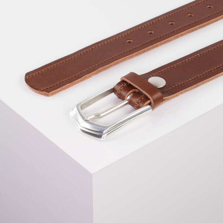 Ledergürtel 3,5cm mit Schnalle Marrakesch cognac Reißverschluss