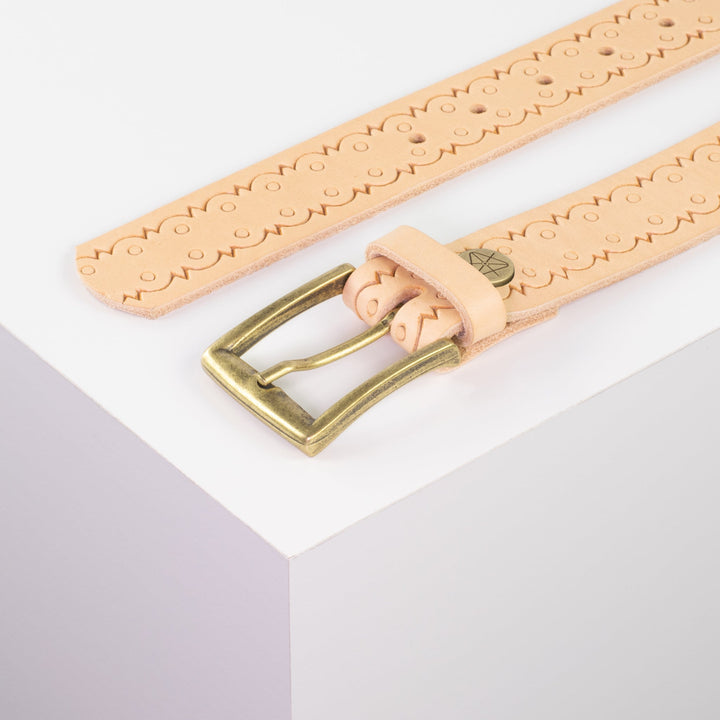 Ledergürtel 3,5cm mit Schnalle Toronto messing natur Lochwelle