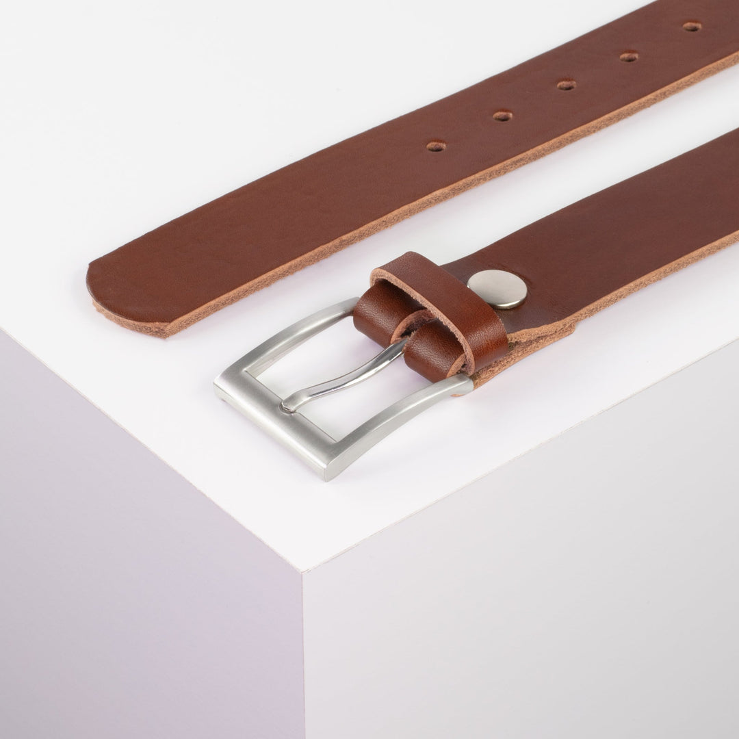 Ledergürtel 3,5cm mit Schnalle San Francisco cognac ohne Muster