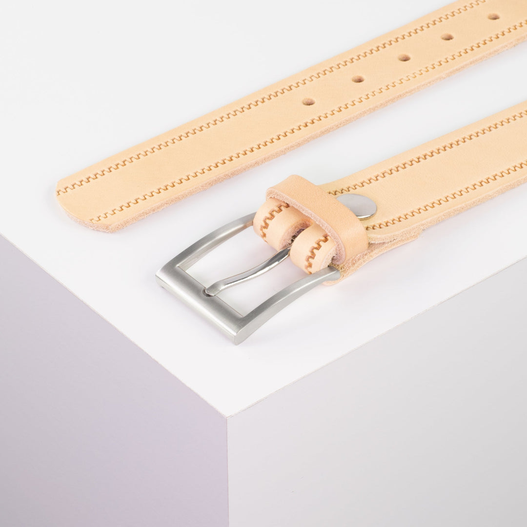 Ledergürtel 3,5cm mit Schnalle San Francisco natur Reißverschluss