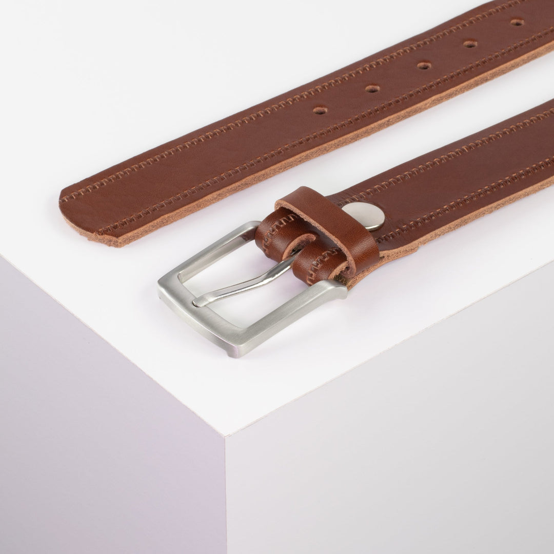 Ledergürtel 3,5cm mit Schnalle Frankfurt cognac Reißverschluss