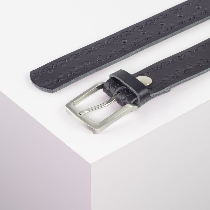 Ledergürtel 3,5cm mit Schnalle Frankfurt navi Lochwelle