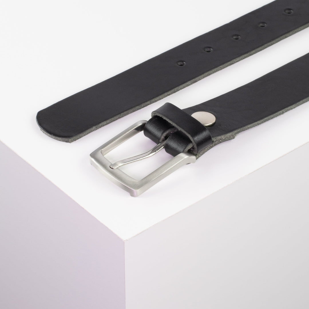 Ledergürtel 3,5cm mit Schnalle Frankfurt schwarz ohne Muster