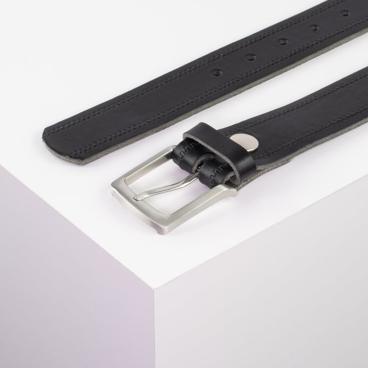 Ledergürtel 3,5cm mit Schnalle Frankfurt schwarz Reißverschluss