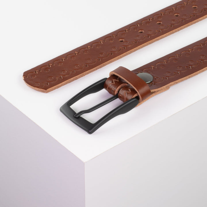 Ledergürtel 3,5cm mit Schnalle Cape Town cognac Lochwelle
