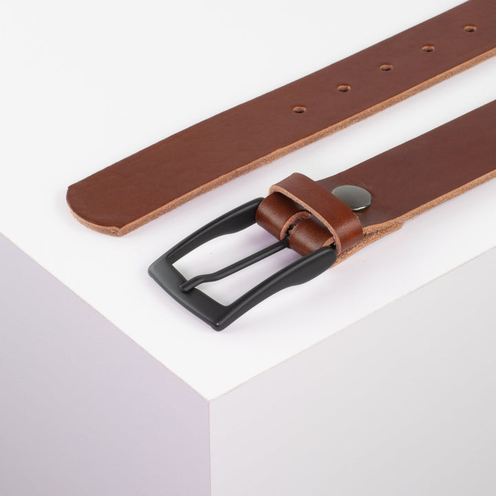 Ledergürtel 3,5cm mit Schnalle Cape Town cognac ohne Muster