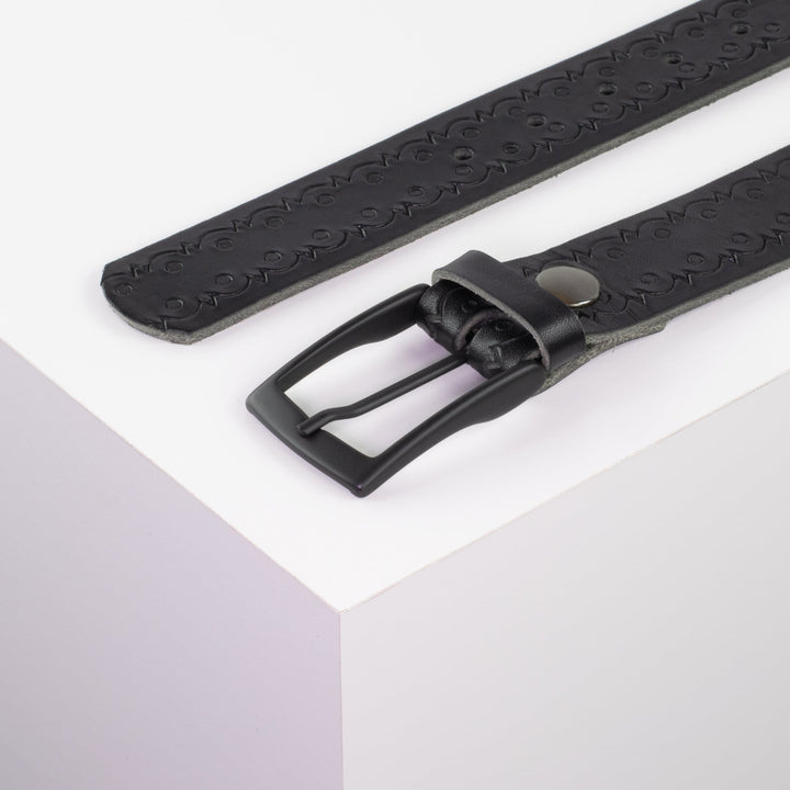Ledergürtel 3,5cm mit Schnalle Cape Town schwarz Lochwelle