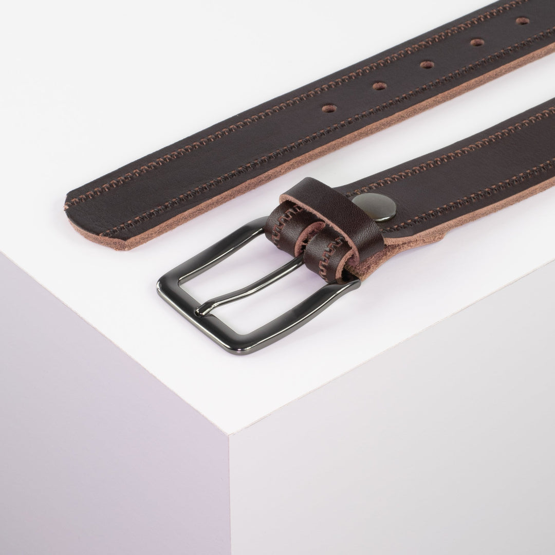Ledergürtel 3,5cm mit Schnalle Prag dunkelbraun Reißverschluss