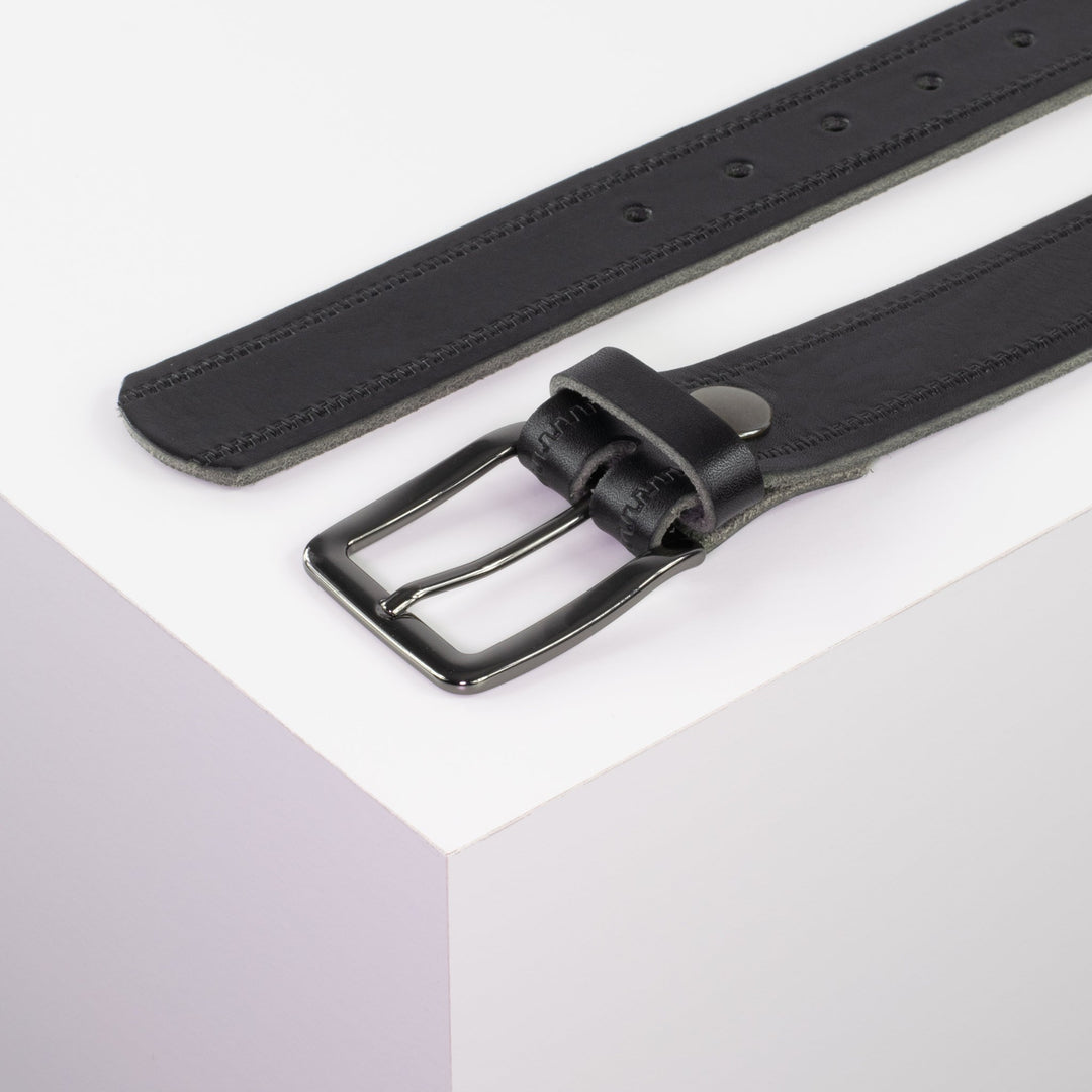 Ledergürtel 3,5cm mit Schnalle Prag schwarz Reißverschluss