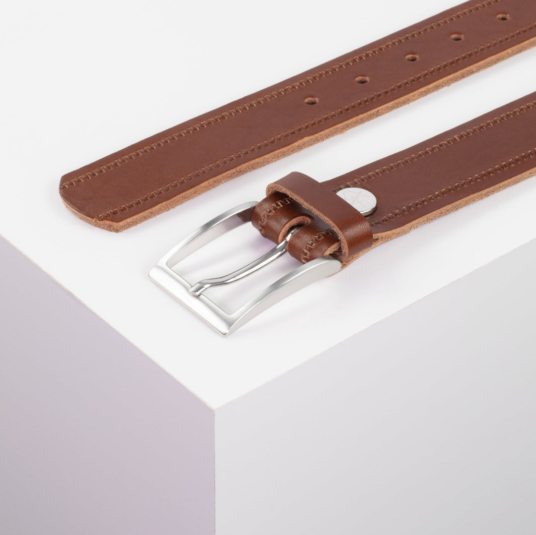 Ledergürtel 3,5cm mit Schnalle Los Angeles cognac Reißverschluss
