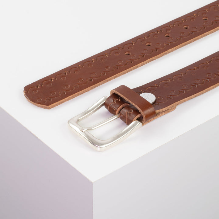 Ledergürtel 3,5cm mit Schnalle Kathmandu cognac Lochwelle