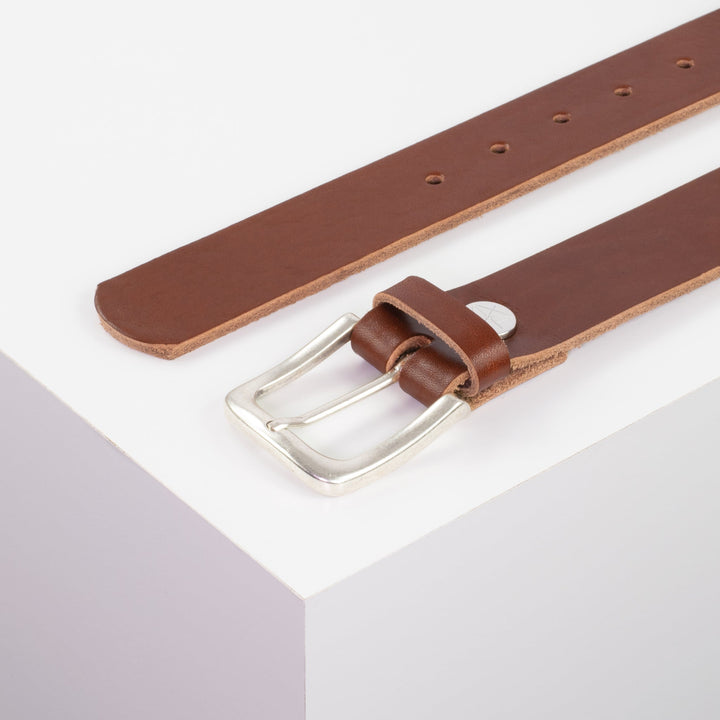 Ledergürtel 3,5cm mit Schnalle Kathmandu cognac ohne Muster