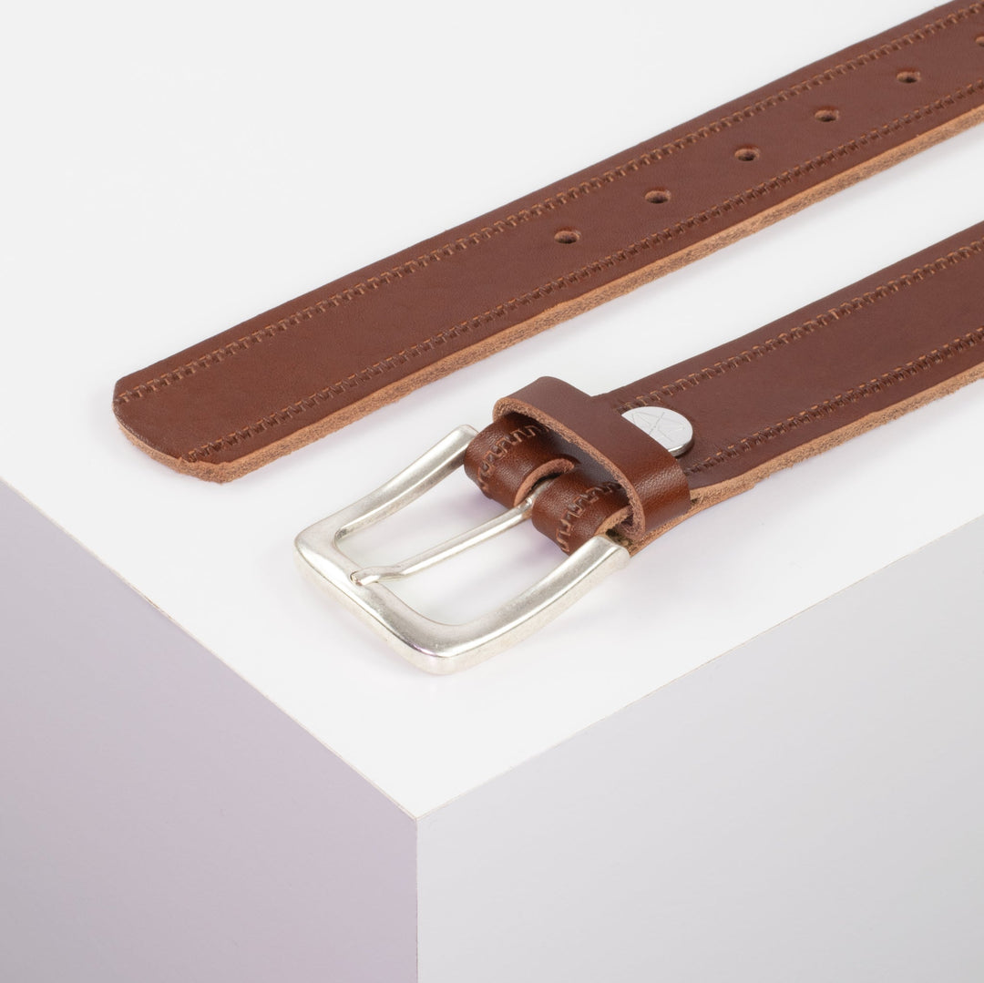 Ledergürtel 3,5cm mit Schnalle Kathmandu cognac Reißverschluss