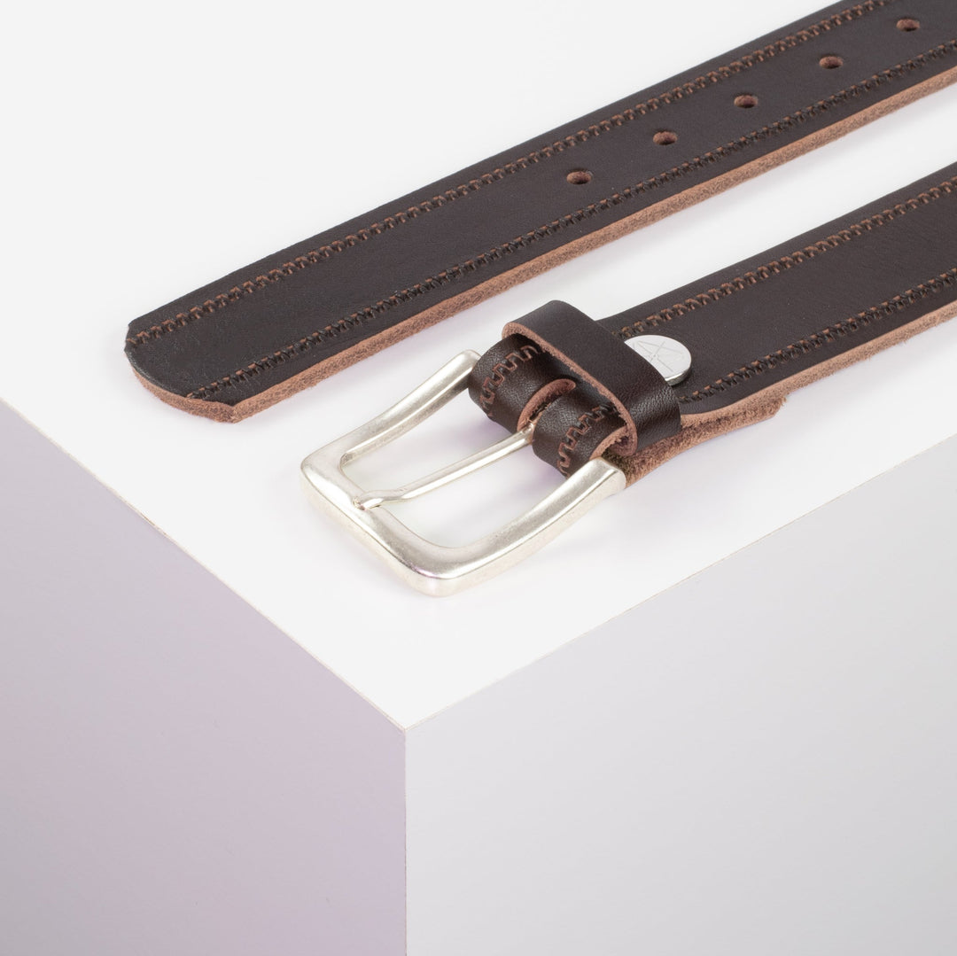 Ledergürtel 3,5cm mit Schnalle Kathmandu dunkelbraun Reißverschluss