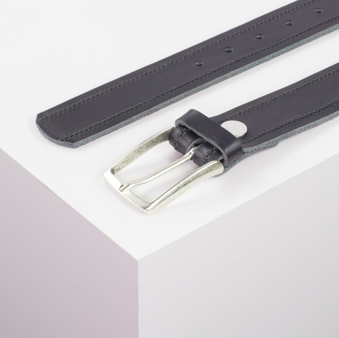 Ledergürtel 3,5cm mit Schnalle Valencia navi Reißverschluss